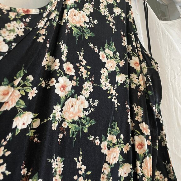 Black Floral High Neck Mini Dress - Picture 2 of 5